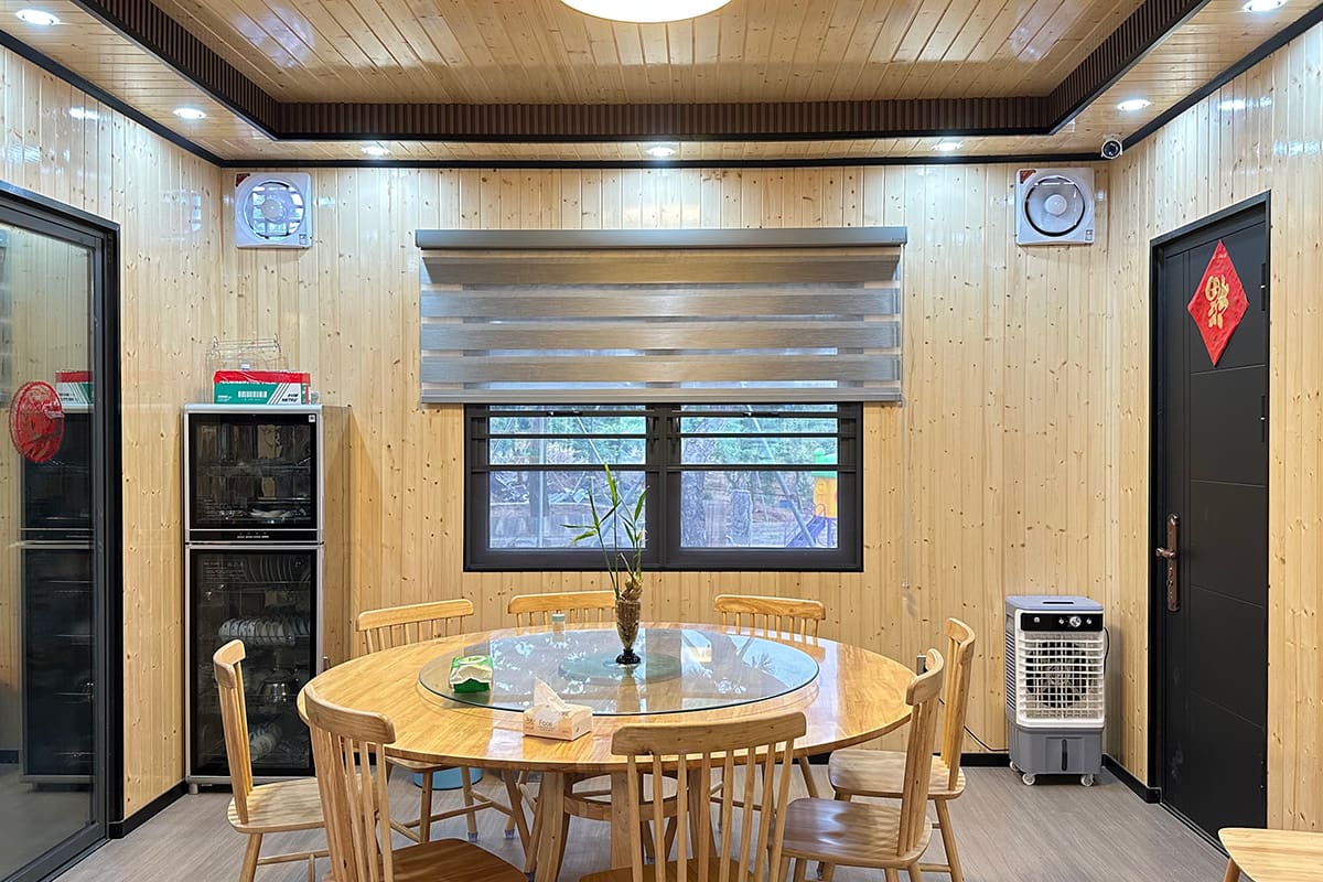 log cabin house as living room